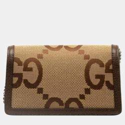 Gucci Brown Leather Jumbo GG Canvas Dionysus Chain Shoulder Bag