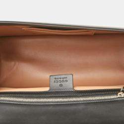 Pre Owned Gucci Black Leather Lilith Coral Snake Bamboo Handbag