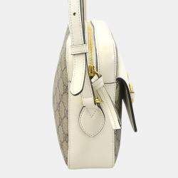 Gucci Beige/White Gold PVC/Leather GG Supreme Shoulder Bag