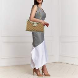 Pre Owned Gucci Beige/White GG Canvas and Leather Large Emily Chain Shoulder Bag