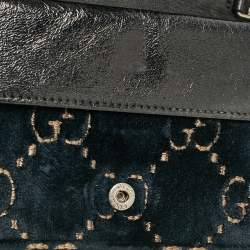 Pre Owned Gucci Teal Blue GG Velvet and Leather Super Mini Dionysus Crossbody Bag