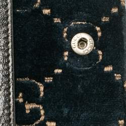Pre Owned Gucci Teal Blue GG Velvet and Leather Super Mini Dionysus Crossbody Bag