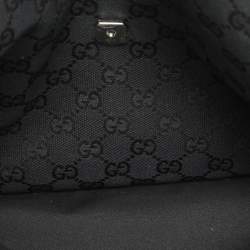 Pre Owned Gucci Black GG Canvas and Leather Messenger Bag