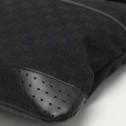 Pre Owned Gucci Black GG Canvas and Leather Messenger Bag