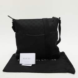 Pre Owned Gucci Black GG Canvas and Leather Messenger Bag