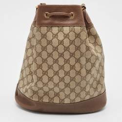 Gucci Beige/Brown GG Supreme Canvas and Leather Ophidia Bucket Bag