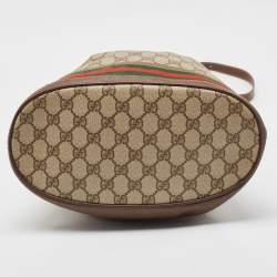 Gucci Beige/Brown GG Supreme Canvas and Leather Ophidia Bucket Bag