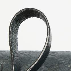 Pre Owned Gucci Navy Blue Leather Large New Bamboo Tassel Top Handle Bag