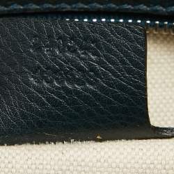 Pre Owned Gucci Navy Blue Leather Large New Bamboo Tassel Top Handle Bag