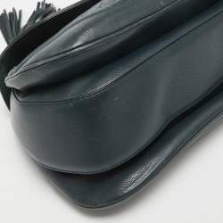 Pre Owned Gucci Navy Blue Leather Large New Bamboo Tassel Top Handle Bag