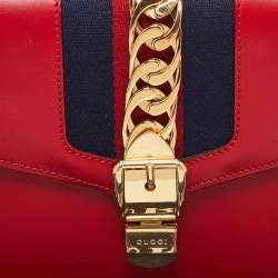 Gucci Red Leather Small Web Sylvie Shoulder Bag