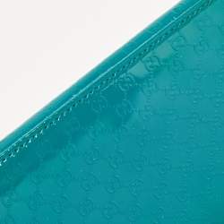 Pre Owned Gucci Teal Blue Microguccissima Patent Leather Broadway Clutch