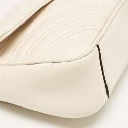 Pre Owned Gucci Off White Matelassé Leather Mini GG Marmont Shoulder Bag