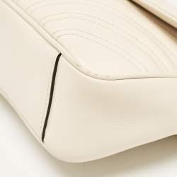 Pre Owned Gucci Off White Matelassé Leather Mini GG Marmont Shoulder Bag