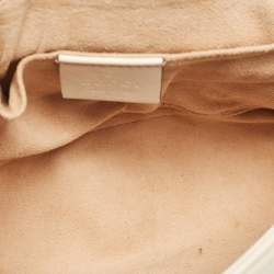 Pre Owned Gucci Off White Matelassé Leather Mini GG Marmont Shoulder Bag