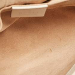 Pre Owned Gucci Off White Matelassé Leather Mini GG Marmont Shoulder Bag