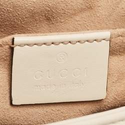Pre Owned Gucci Off White Matelassé Leather Mini GG Marmont Shoulder Bag