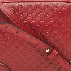 Pre Owned Gucci Red Microguccissima Leather Mini Bree Crossbody Bag