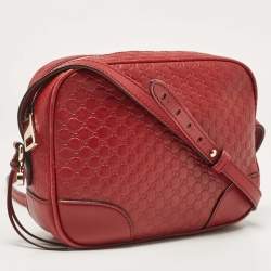 Pre Owned Gucci Red Microguccissima Leather Mini Bree Crossbody Bag