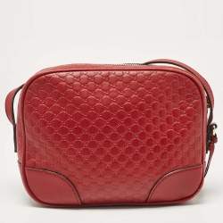 Pre Owned Gucci Red Microguccissima Leather Mini Bree Crossbody Bag