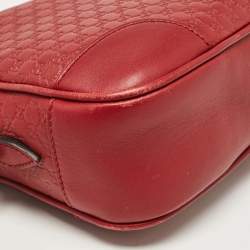 Pre Owned Gucci Red Microguccissima Leather Mini Bree Crossbody Bag