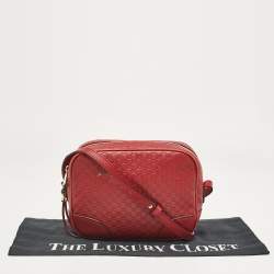 Pre Owned Gucci Red Microguccissima Leather Mini Bree Crossbody Bag