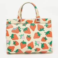 Gucci Multicolor Strawberry Print Leather Medium Zumi Tote