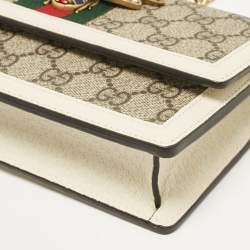 Gucci White/Beige GG Supreme Canvas and Leather Queen Margaret Wallet On Chain