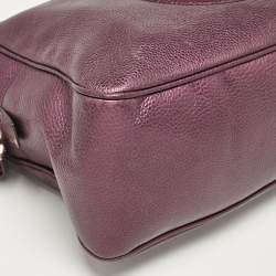 Pre Owned حقيبة كتف غوتشي سوهو جلد عنابي ميتاليك كبيرة بسلسلة