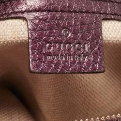 Pre Owned حقيبة كتف غوتشي سوهو جلد عنابي ميتاليك كبيرة بسلسلة