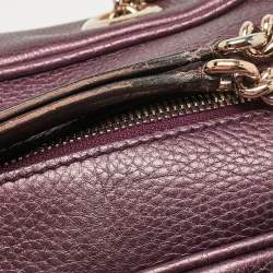 Pre Owned حقيبة كتف غوتشي سوهو جلد عنابي ميتاليك كبيرة بسلسلة