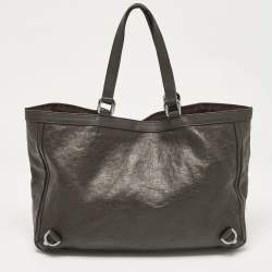 Pre Owned حقيبة يد غوتشي ابي حلقة حرف دي جلد و كانفاس جي جي أسود