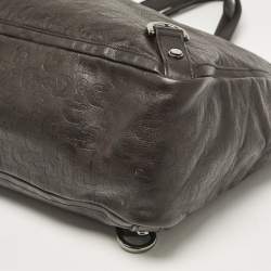 Pre Owned حقيبة يد غوتشي ابي حلقة حرف دي جلد و كانفاس جي جي أسود