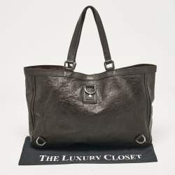 Pre Owned حقيبة يد غوتشي ابي حلقة حرف دي جلد و كانفاس جي جي أسود