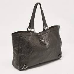 Pre Owned حقيبة يد غوتشي ابي حلقة حرف دي جلد و كانفاس جي جي أسود