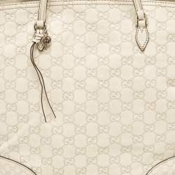 Pre Owned Gucci Off White Microguccissima Leather Bree Tote