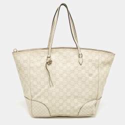 Pre Owned Gucci Off White Microguccissima Leather Bree Tote