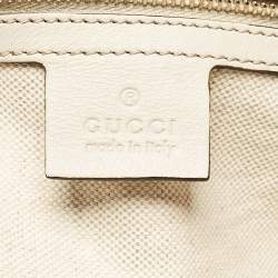 Pre Owned Gucci Off White Microguccissima Leather Bree Tote