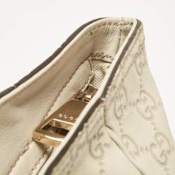 Pre Owned Gucci Off White Microguccissima Leather Bree Tote