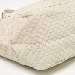 Pre Owned Gucci Off White Microguccissima Leather Bree Tote