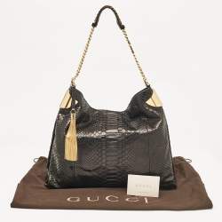 Gucci Black Python Large 1970 Shoulder Bag