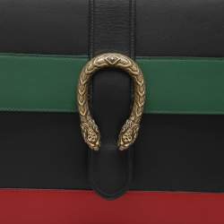 Pre Owned Gucci Tri Color Leather Large Dionysus Bamboo Top Handle Bag