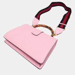 Pre Owned Gucci Navy Pink Red Bamboo Dionysus Leather Handbag