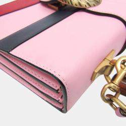 Pre Owned Gucci Navy Pink Red Bamboo Dionysus Leather Handbag