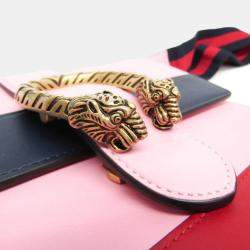 Pre Owned Gucci Navy Pink Red Bamboo Dionysus Leather Handbag