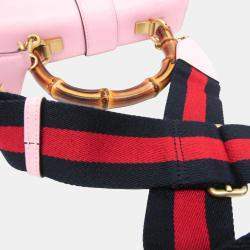 Pre Owned Gucci Navy Pink Red Bamboo Dionysus Leather Handbag