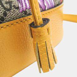Gucci Beige Yellow Flora PVC Leather Baguette Bag