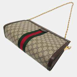 مملوكة مسبقًا Gucci Ophidia Medium GG Brown PVC Leather Shoulder Bag