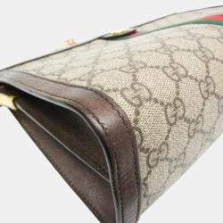 مملوكة مسبقًا Gucci Ophidia Medium GG Brown PVC Leather Shoulder Bag