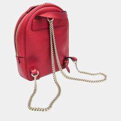 Pre Owned Gucci Red Soho Interlocking G Leather Backpack